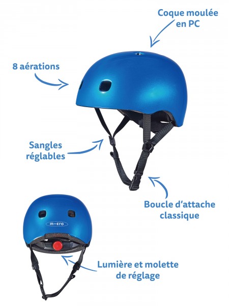 Casque Bleu Foncé Brillant - Lumière LED Intégrée