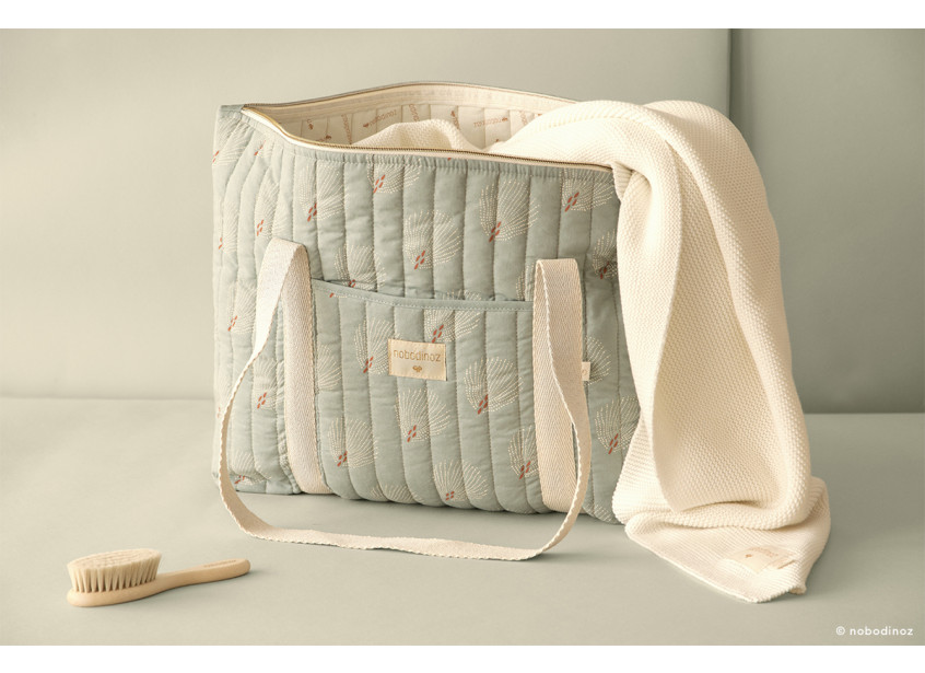 PARIS MATERNITY BAG 34X50X12 - WHITE GATSBY/ ANTIQUE GREEN