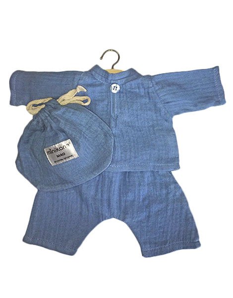 Gordis - Ensemble Mao en coton double gaze Bleu artic