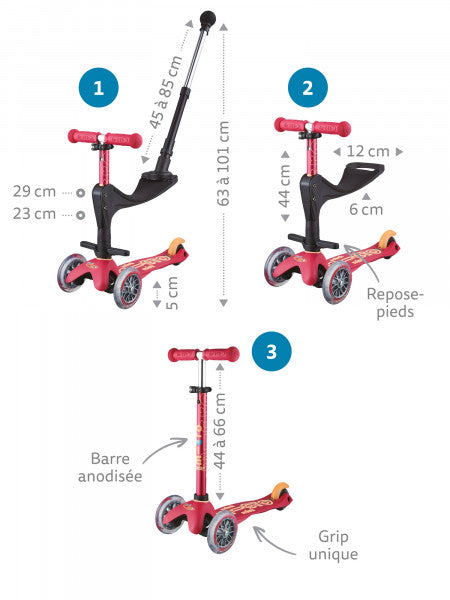 Mini Micro 3en1 Revolution Deluxe - Framboise