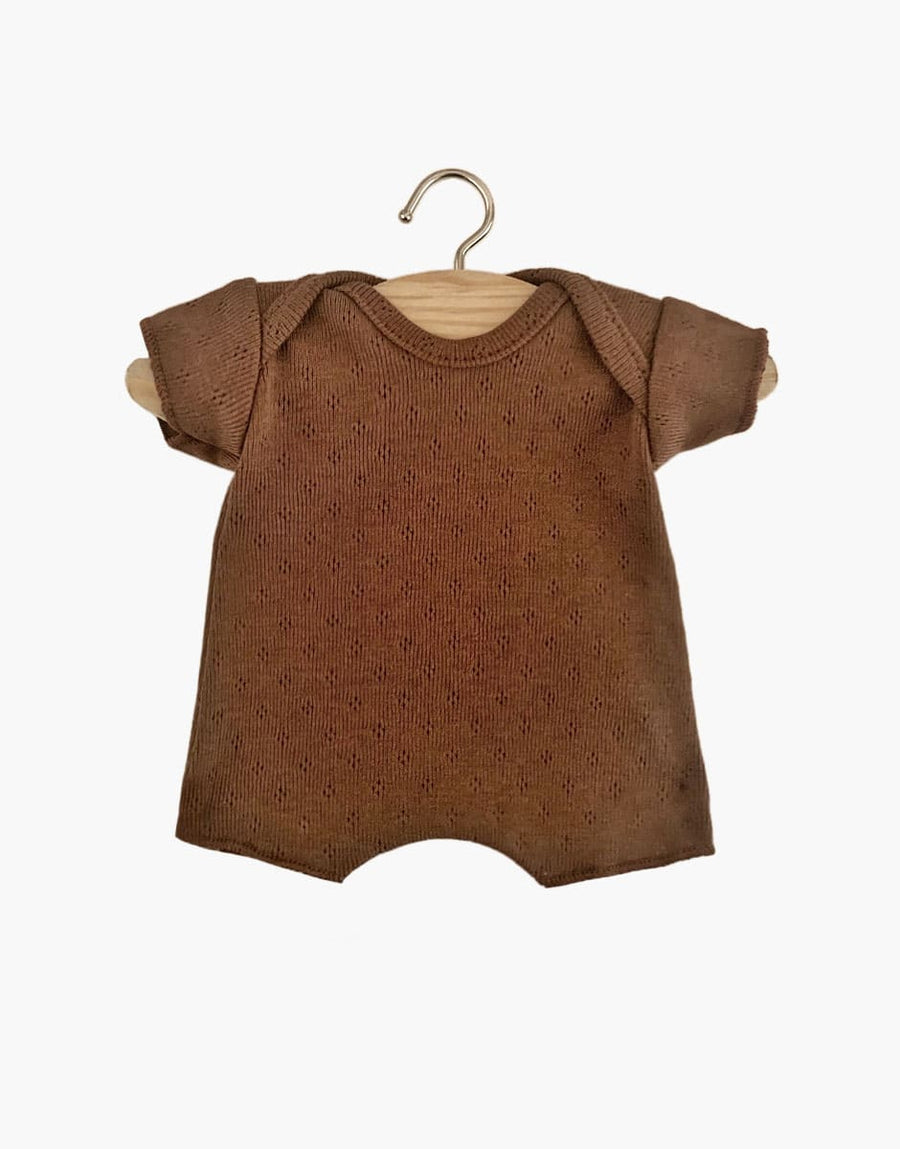 Babies - Body shorty en coton pointillé chocolat