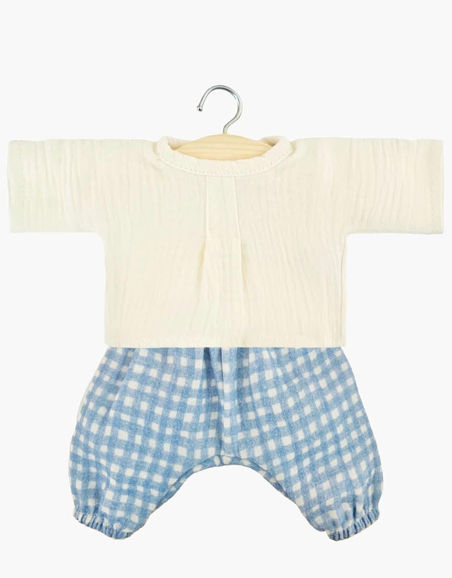 Babies - Ensemble Mao Vichy bleu/écru