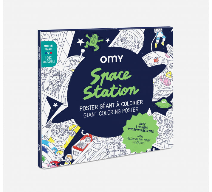 Poster Geant A Colorier - Space Station + Stickers 6 Phospho